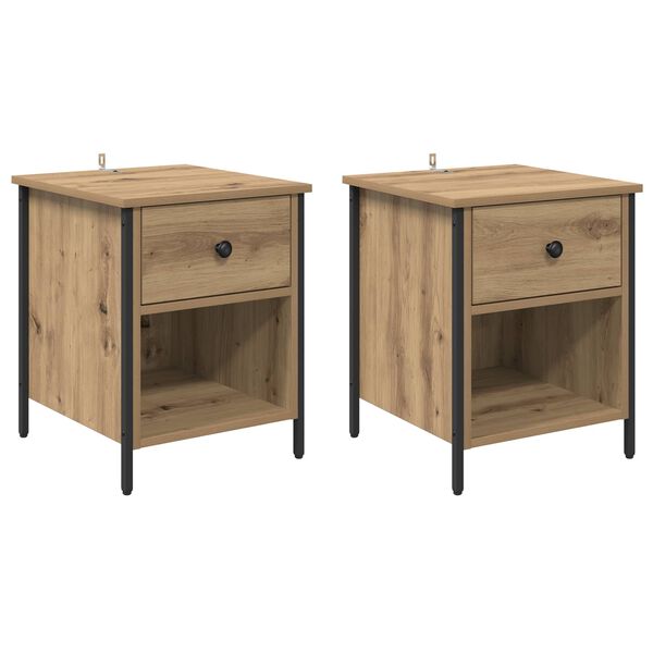 Armario de Noche 2 pcs Roble artesanal 40 x 42 x 50 cm Roble artisan