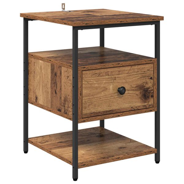 Armario de Noche con cajón Madera vieja 40 x 42 x 56 cm Madera envejecida