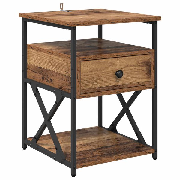 Armario de Noche con cajón Madera vieja 40 x 42 x 55 cm Madera envejecida