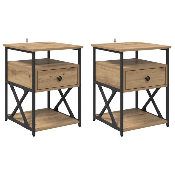 Armario de Noche 2 pcs Roble artesanal 40 x 42 x 55 cm Roble artisan