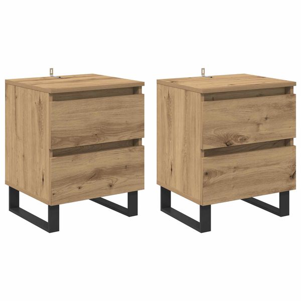 Armario de Noche 2 pcs Roble artesanal 40 x 35 x 50 cm Roble artisan 881917