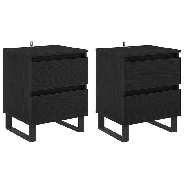 Armario de Noche con cajón 2 pcs Roble Negro 40 x 35 x 50 cm Roble negro 881919