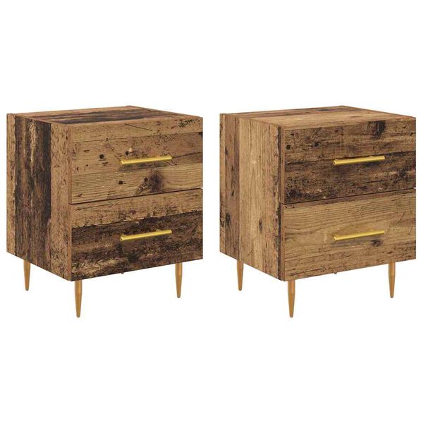 Armario de Noche con cajón 2 pcs Madera Vieja 40 x 35 x 475 cm Madera vieja