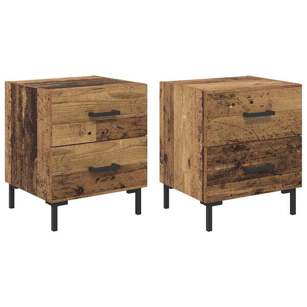 Armario de Noche con cajón 2 pcs Madera vieja 40 x 35 x 475 cm Madera envejecida 882014
