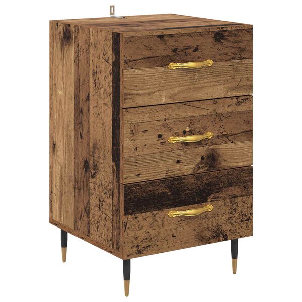 Armario de Noche con cajón Madera vieja 40 x 40 x 66 cm Madera envejecida