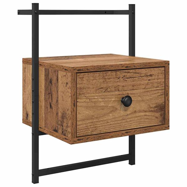Armario de Noche con cajón Madera vieja 35 x 30 x 51 cm Madera envejecida