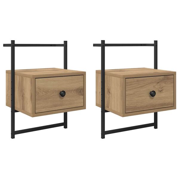 Armario de Noche 2 pcs Roble artesanal 35 x 30 x 51 cm Roble artesanal