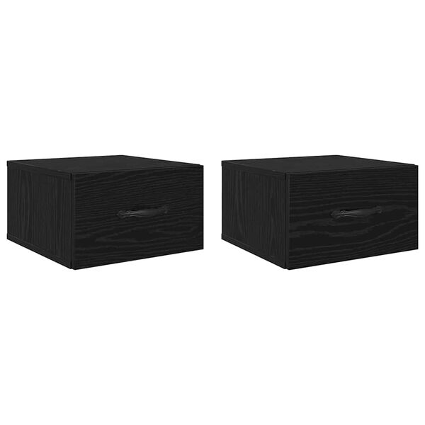 Armario de Noche con cajón 2 pcs Roble negro 35 x 35 x 20 cm Roble negro
