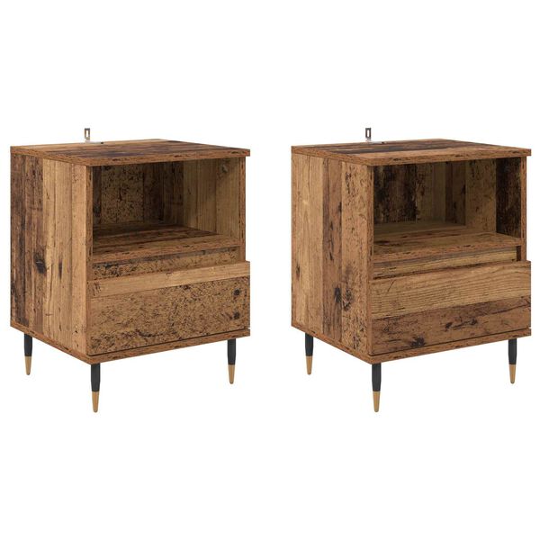 Armario de Noche con cajón 2 pcs Madera vieja 40 x 35 x 50 cm Madera envejecida 882650