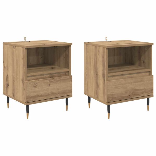 Armario de Noche 2 pcs Roble artesanal 40 x 35 x 50 cm Roble artisan 882652