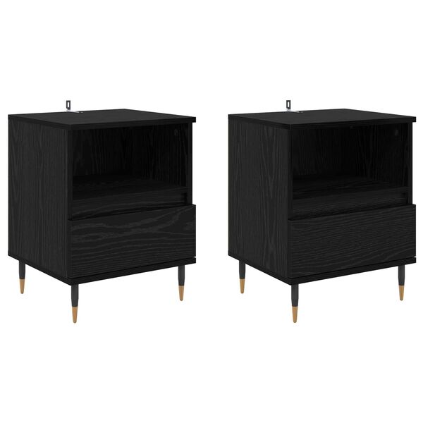 Armario de Noche con cajón 2 pcs Roble Negro 40 x 35 x 50 cm Roble negro 882654