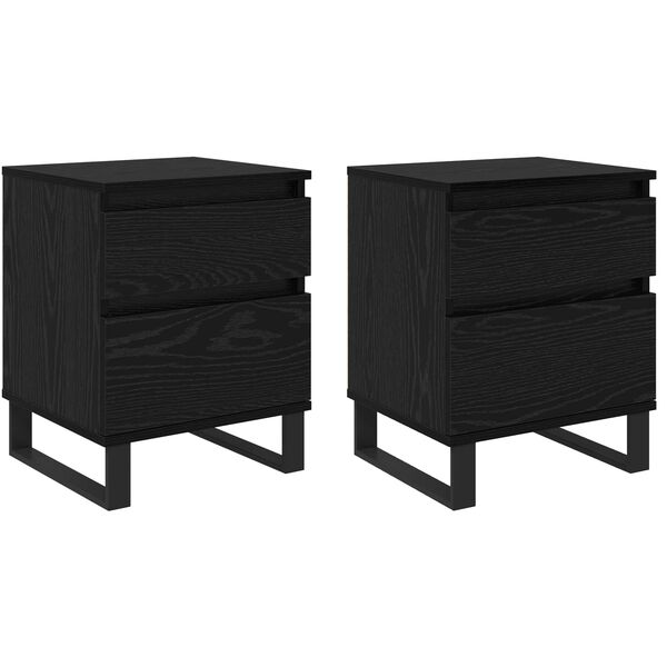 Armario de Noche con cajón 2 pcs Roble Negro 40 x 35 x 50 cm Roble negro 882668