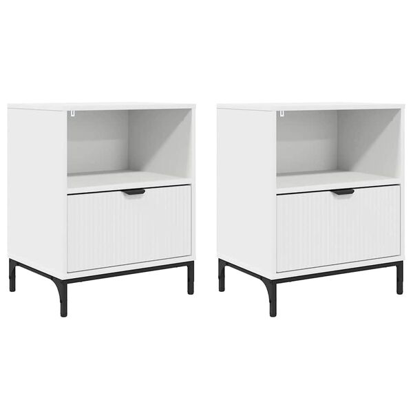 Armario de Noche con cajón 2 pcs Blanco 49 x 36 x 61 cm Blanco