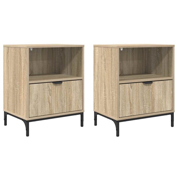 Armario de Noche con cajón 2 pcs Roble Sonoma 49 x 36 x 61 cm Roble Sonoma