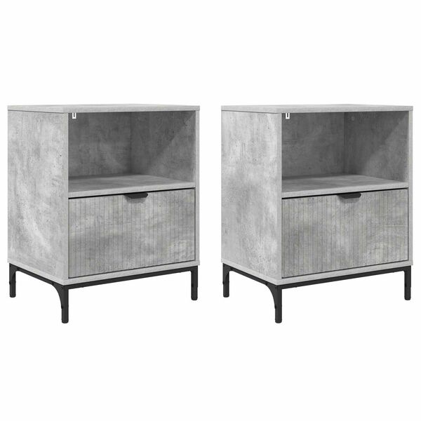 Armario de Noche con cajón 2 pcs Gris hormigón 49 x 36 x 61 cm Gris hormigón
