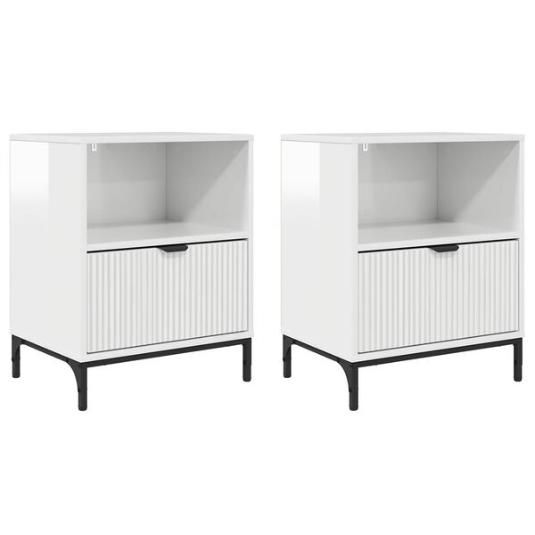 Armario de Noche 2 pcs Blanco brillante 49 x 36 x 61 cm Blanco brillante