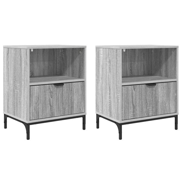 Armario de Noche con cajón 2 pcs Gris sonoma 49 x 36 x 61 cm Gris sonoma