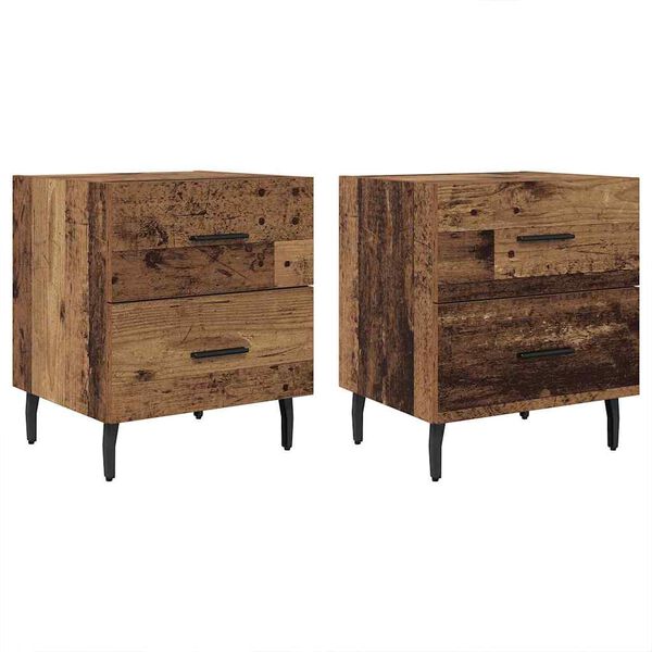 Armario de Noche con cajón 2 pcs Madera vieja 40 x 35 x 475 cm Madera envejecida 884066