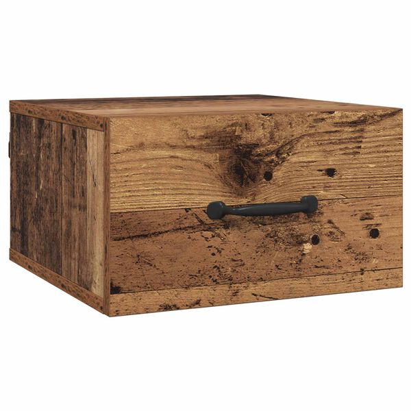 Armario de Noche con cajón Madera envejecida 35 x 35 x 20 cm Madera envejecida