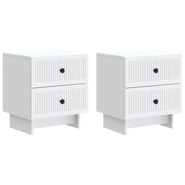 Armario de Noche 2 pcs 43 x 345 x 475 cm Madera de Ingeniería White