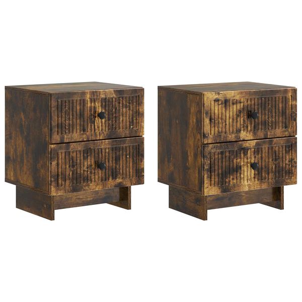 Armario de Noche 2 pcs Roble Ahumado 43 x 345 x 475 cm Roble ahumado