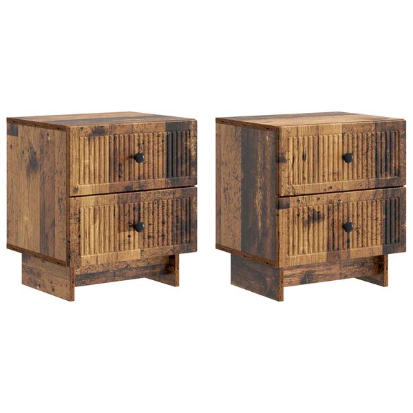 Armario de Noche 2 pcs Madera envejecida 43 x 345 x 475 cm Madera envejecida