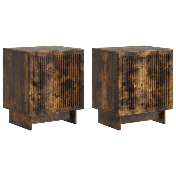 Armario de Noche 2 pcs Roble Ahumado 43 x 345 x 50 cm Roble ahumado