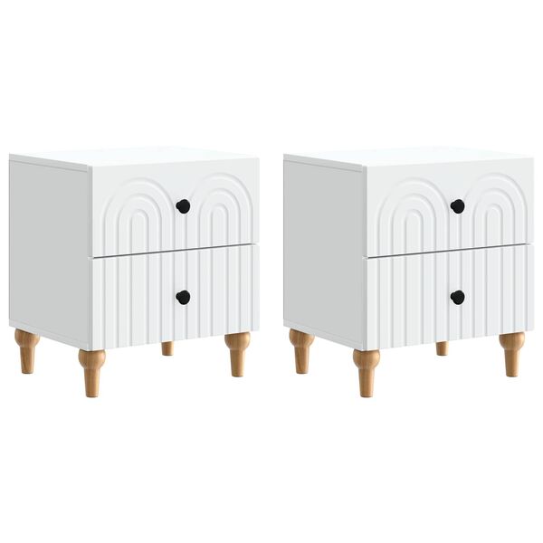 Armario de Noche 2 pcs 43 x 345 x 48 cm Madera de Ingeniería White