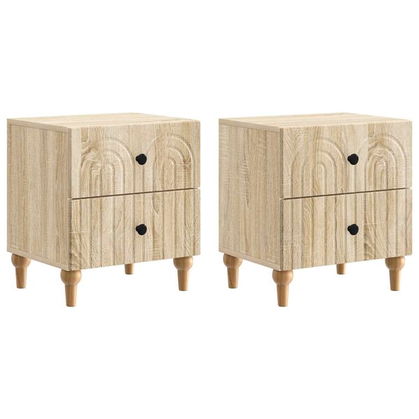 Armario de Noche con cajón 2 pcs Roble Sonoma 43 x 345 x 48 cm Madera reciclada