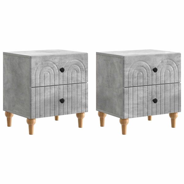 Armario de Noche 2 pcs Gris Hormigón 43 x 345 x 48 cm Gris hormigón