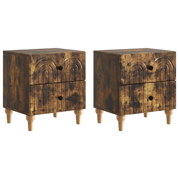 Armario de Noche 2 pcs Roble Ahumado 43 x 345 x 48 cm Roble ahumado