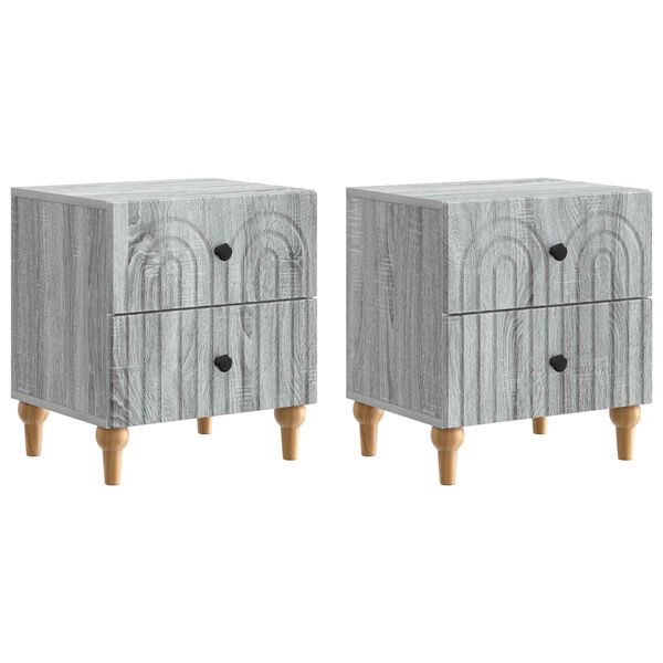Armario de Noche con cajón 2 pcs Gris Sonoma 43 x 345 x 48 cm Gris sonoma