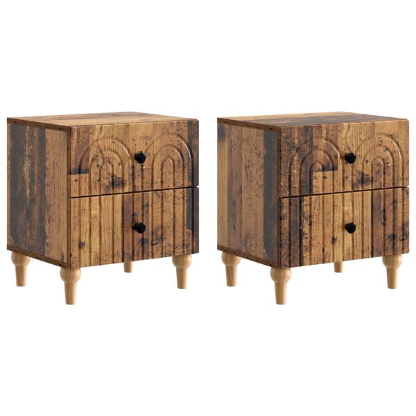 Armario de Noche 2 pcs Madera envejecida 43 x 345 x 48 cm Madera envejecida