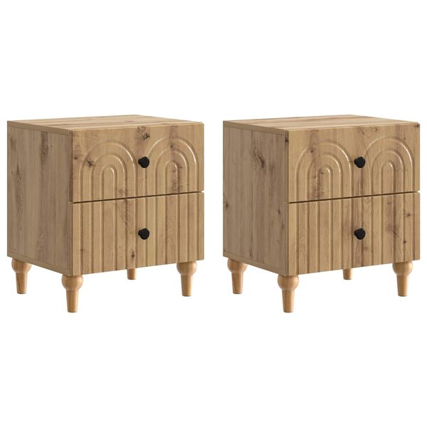 Armario de Noche 2 pcs Roble Artesanal 43 x 345 x 48 cm Roble artesanal