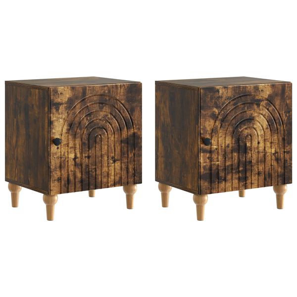 Armario de Noche 2 pcs Roble Ahumado 43 x 345 x 50 cm Roble ahumado 894116