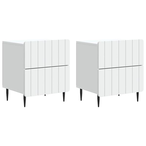 Armario de Noche 2 pcs 43 x 345 x 495 cm Madera de Ingeniería White