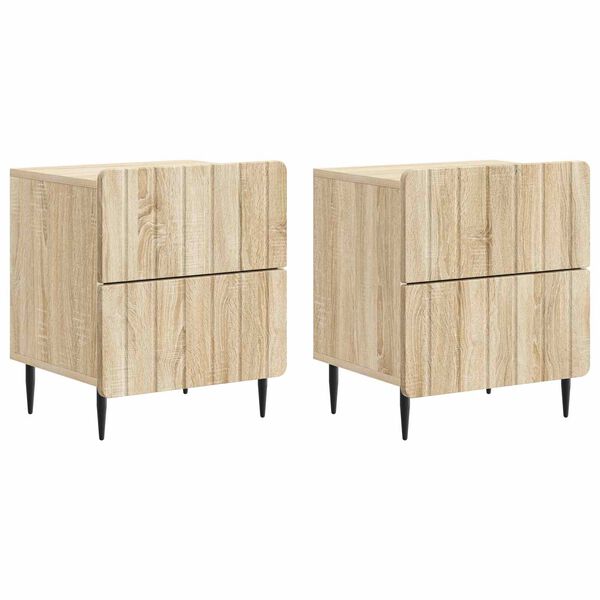 Armario de Noche 2 pcs Roble Sonoma 43 x 345 x 495 cm Madera reciclada