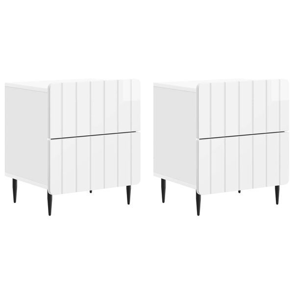 Armario de Noche con cajón 2 pcs Brillante 43 x 345 x 495 cm brillante