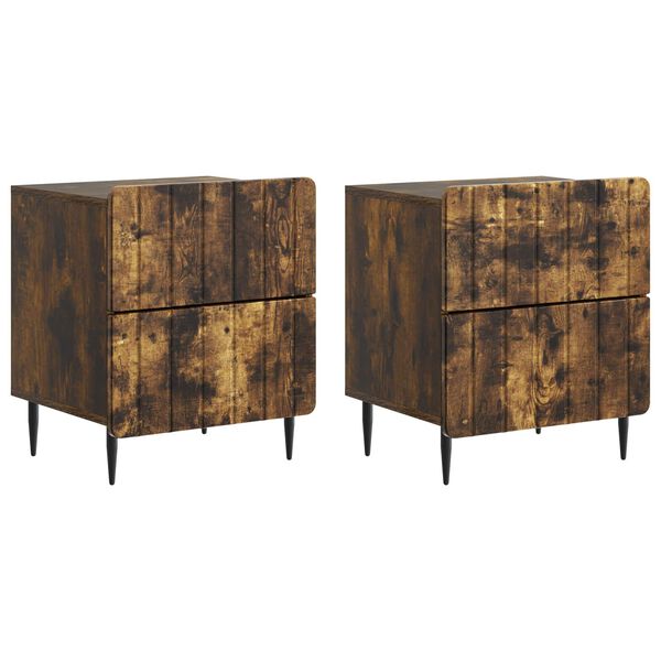 Armario de Noche 2 pcs Roble Ahumado 43 x 345 x 495 cm Roble ahumado
