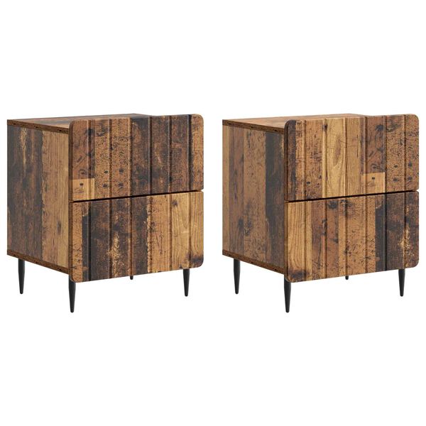 Armario de Noche 2 pcs Madera envejecida 43 x 345 x 495 cm Madera envejecida
