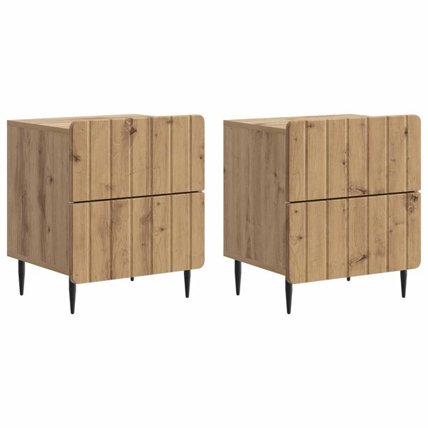 Armario de Noche 2 pcs Roble Artesanal 43 x 345 x 495 cm Roble artesanal