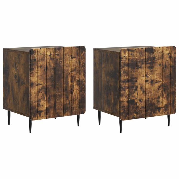 Armario de Noche 2 pcs Roble Ahumado 43 x 345 x 52 cm Roble ahumado