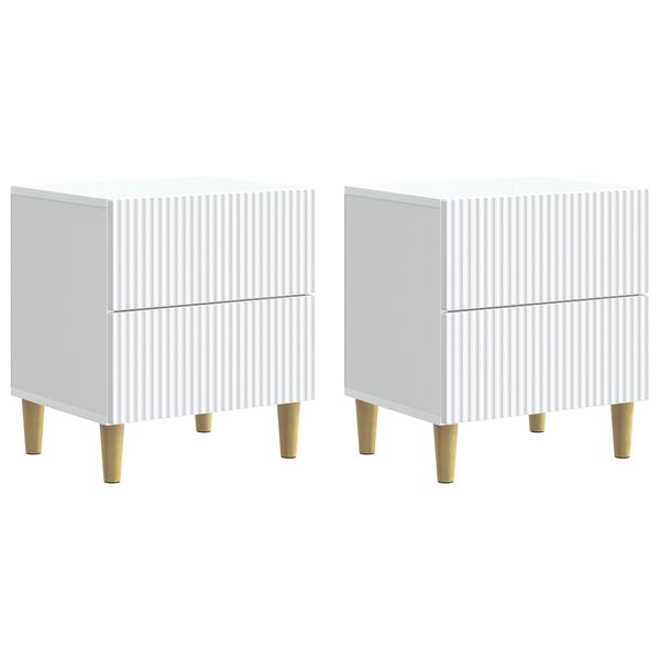 Armario de Noche 2 pcs 43 x 345 x 48 cm Madera de Ingeniería White 894526