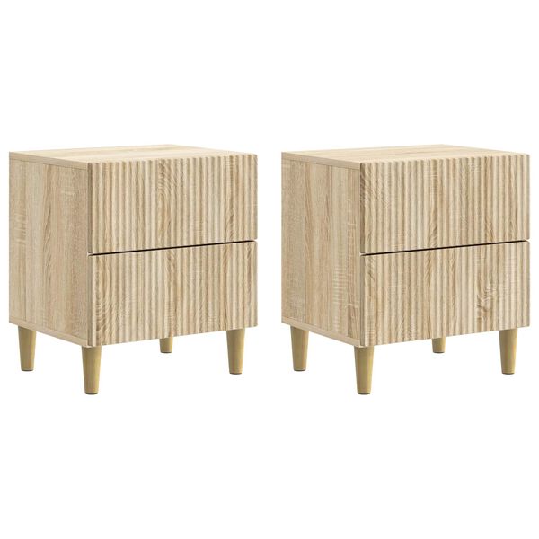 Armario de Noche con cajón 2 pcs Roble Sonoma 43 x 345 x 48 cm Madera reciclada 894530