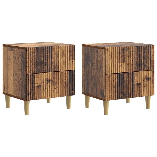 Armario de Noche 2 pcs Madera envejecida 43 x 345 x 48 cm Madera envejecida 894542