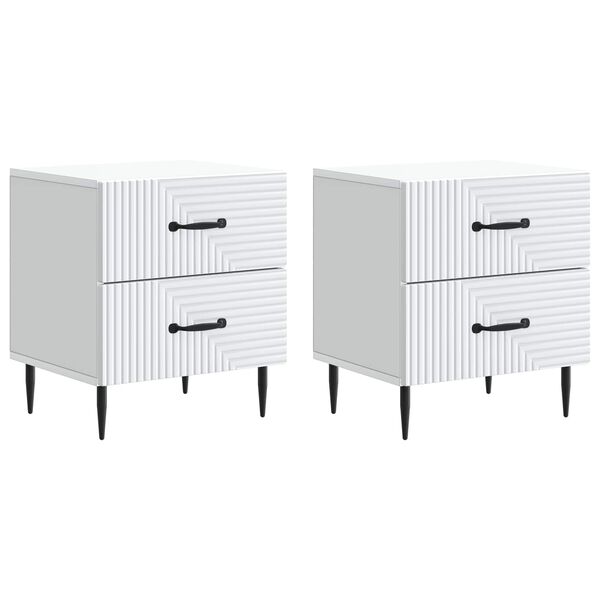 Armario de Noche 2 pcs 43 x 345 x 475 cm Madera de Ingeniería White 894756
