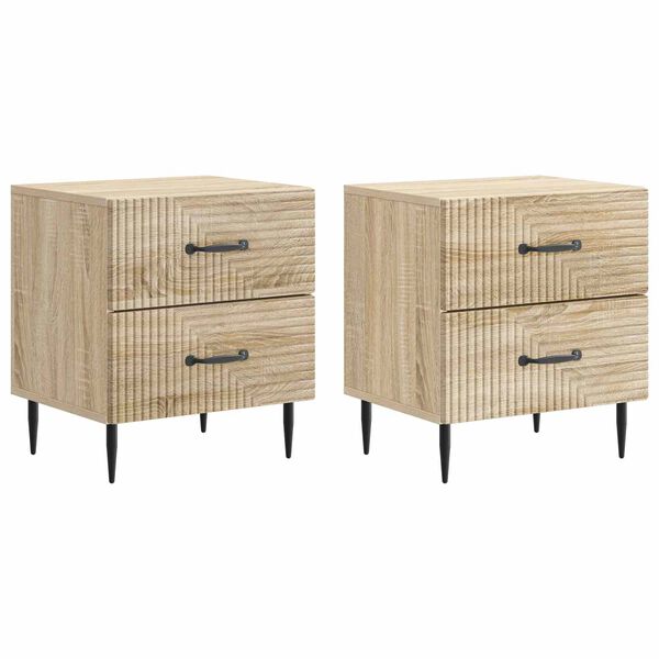 Armario de Noche 2 pcs Roble Sonoma 43 x 345 x 475 cm Madera reciclada 894760