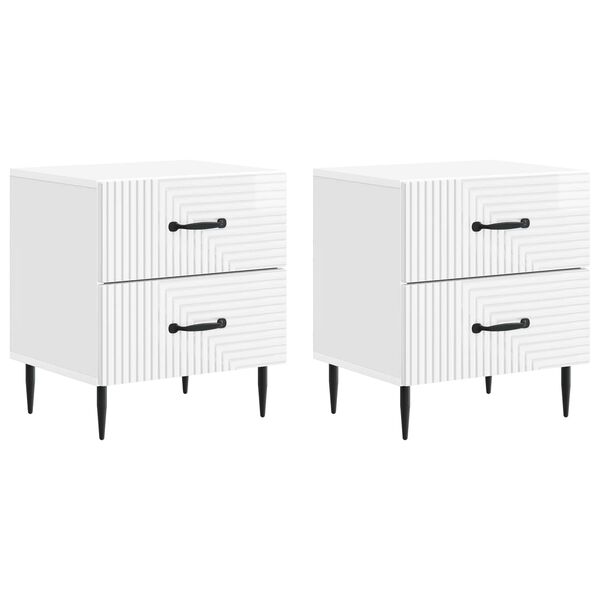Armario de Noche con cajón 2 pcs Brillante 43 x 345 x 475 cm brillante 894764