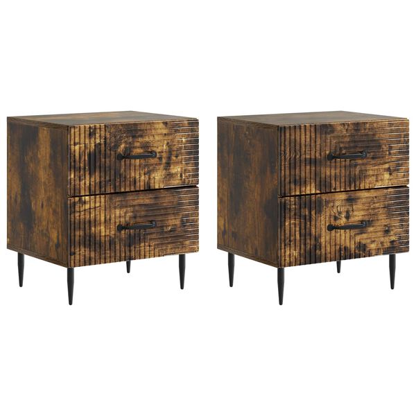 Armario de Noche 2 pcs Roble Ahumado 43 x 345 x 475 cm Roble ahumado 894766