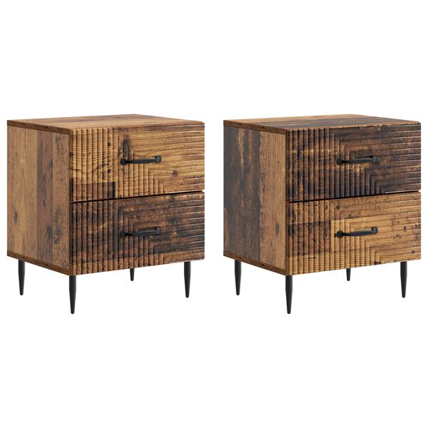 Armario de Noche 2 pcs Madera envejecida 43 x 345 x 475 cm Madera envejecida 894772